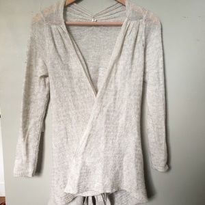 Anthro moth light grey tie sweater